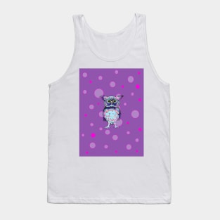 FUNNY Owl Purple Bubbles Tank Top